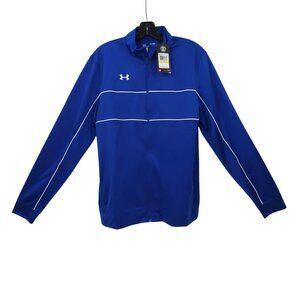Under Armour Full Zip Track Wind Jacket Womens Size M Knit Warm Up Royal Blue